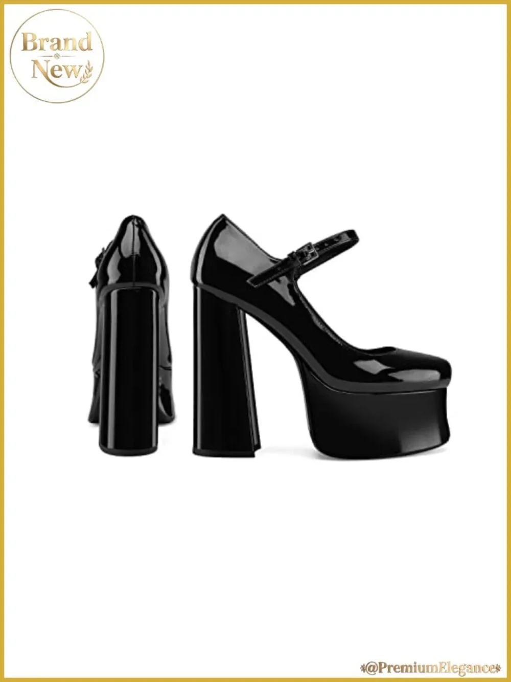 Women's Mary Jane Platform Heels Black Close Toe Chunky Block Pumps